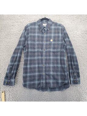 Carhartt Shirt Mens Medium Blue Plaid Relaxed Fit Button-Up Casual Long Sleeve